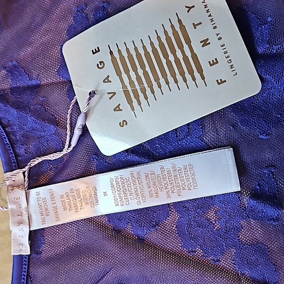 Savage x Fenty Strap Up Long Sleeve Lace Slip Dress-Taboo Blue-3X - Picture 3 of 9